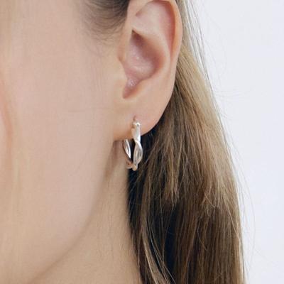 NUOY (925 Silver) Silver Twist Ring Earrings