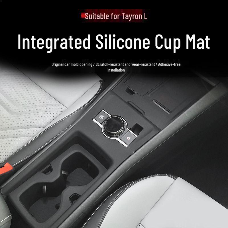Volkswagen Tayron L Central Control Silicone Mat: Compatible with 25 Models, Cup Holder, Interior Accessories, Gear Shift Scratch Protection.