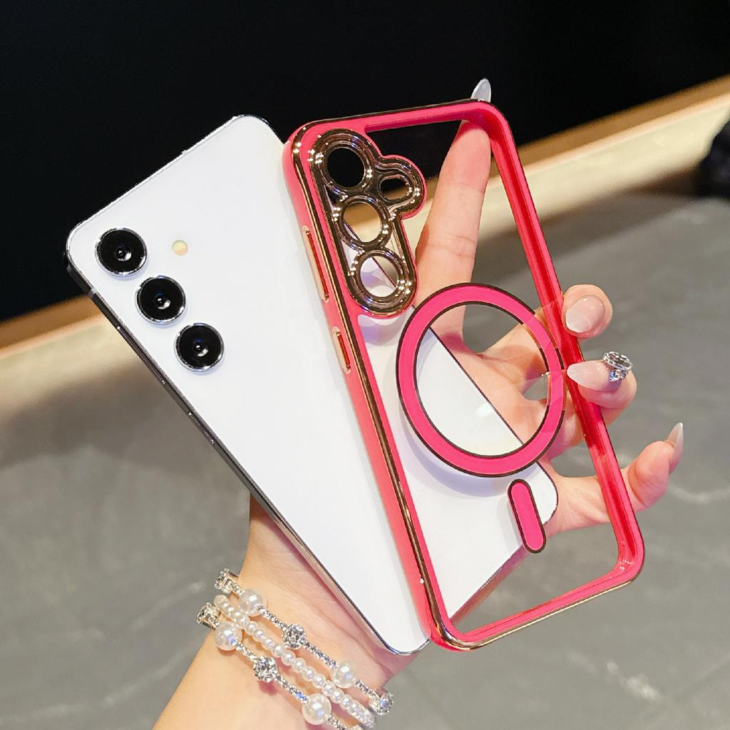 For Samsung Galaxy S25/S24 Magnetic Case Electroplated 2.0mm Acrylic TPU Phone Back Cover