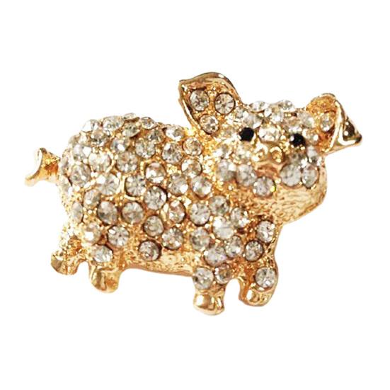 Women Rhinestone Inlaid Pig Brooch Pin Corsage Bag Badge Cloth Jewelry Accessory