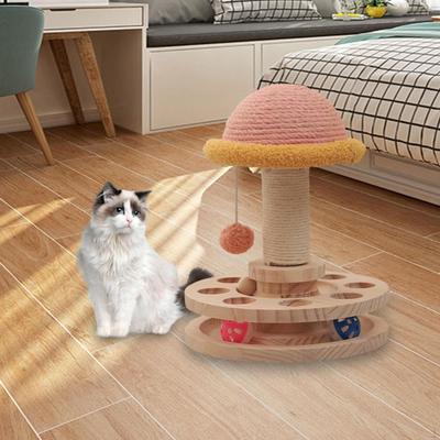 Jouet interactif pour chats en bois, bois massif avec balles, pour l'entraînement en intérieur, mobilier d'activité, chaton