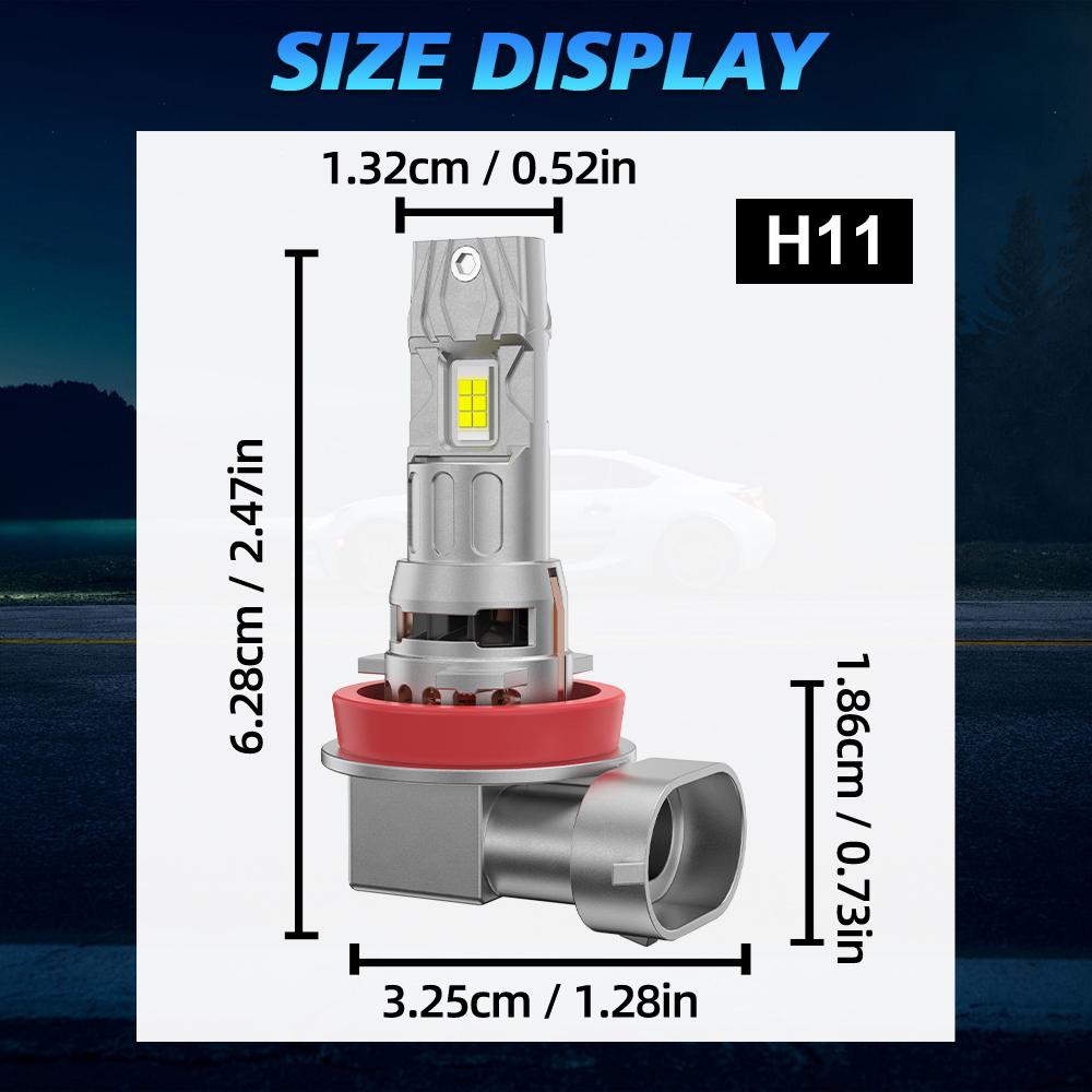 

High Power 100W LED Headlights H11 Single Beam Turbo Fan Auto Light 1:1 6000K White DC12V Headlamp Bulbs 6000K White&H11