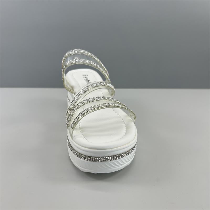 Fashion Shoes Ladies' Slippers Glitter Slides On A Wedge Platform Slipers Women Soft Jelly 2025 Crystal Shoes Woman's Slippers On A Wedg