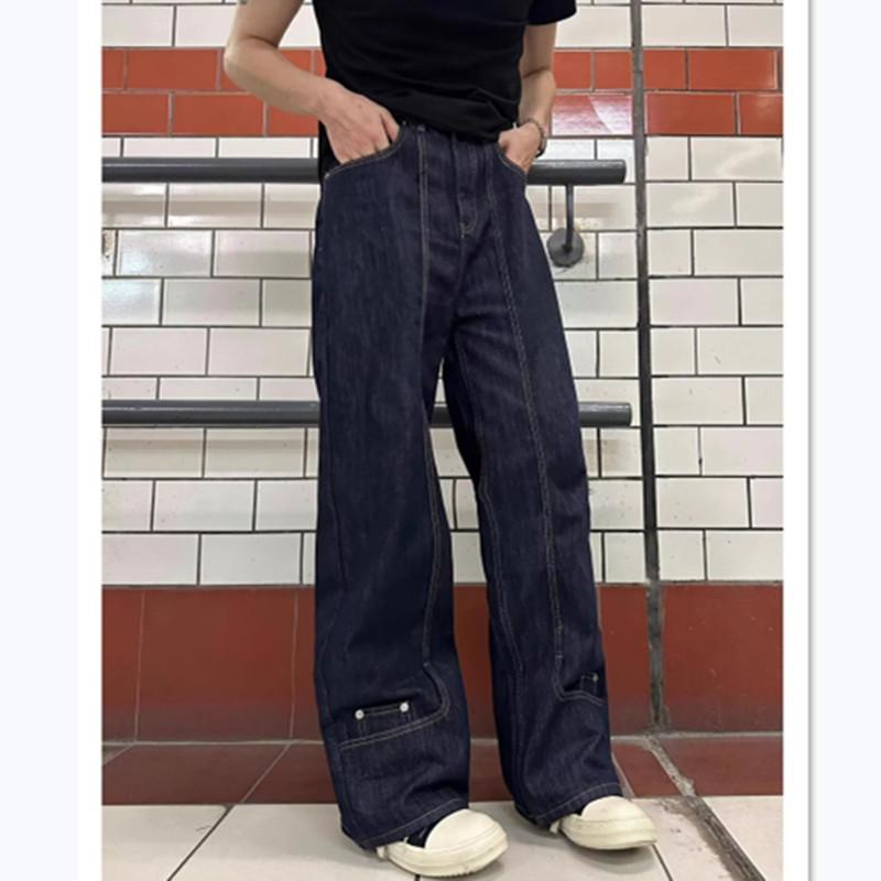 American street washed old jeans men spring and autumn straight loose European and American high street vibe wind long pants men