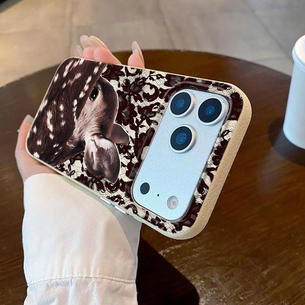 Lace Deer Pattern Silicone Phone Case For iPhone 17 Pro Max 11 12 13 14 15 16 Pro 17 Air 15 14 Plus X XS XR Soft Cover