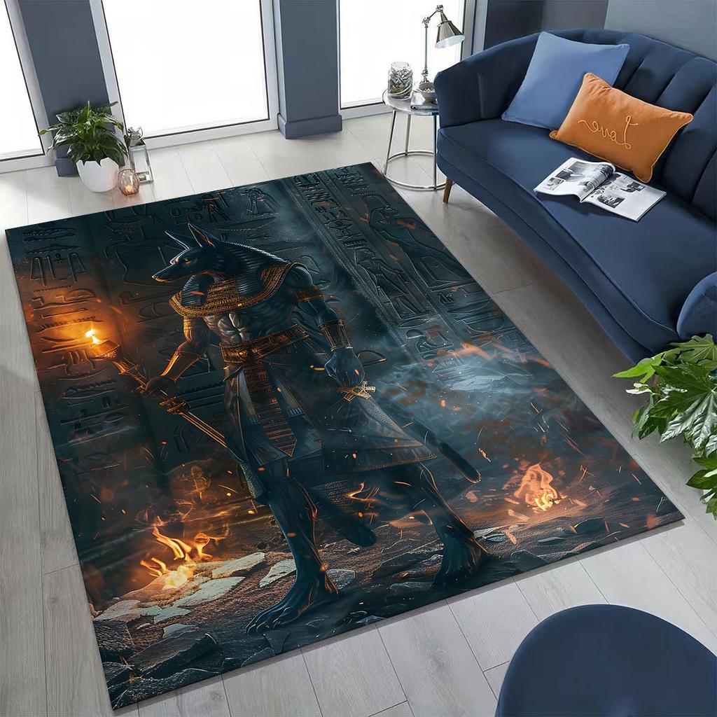 Ancient Egyptian God Dead Anubis Pharaoh Tutankhamun Mask Rug for Bedroom Living Room Sofa Home Doormat Decor,Non-slip Floor Mat