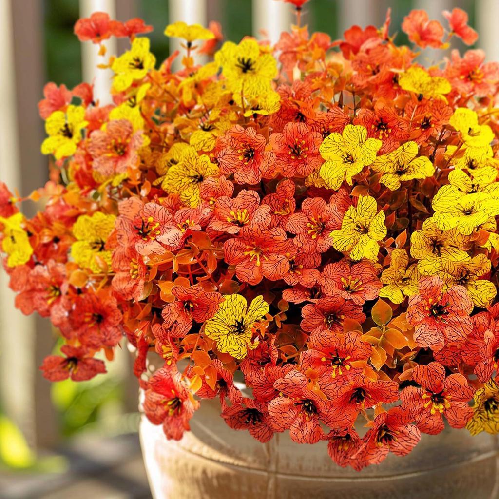 Autumn Series Artificial Eucalyptus & Violet Morning Glory for Outdoor Garden Decoration