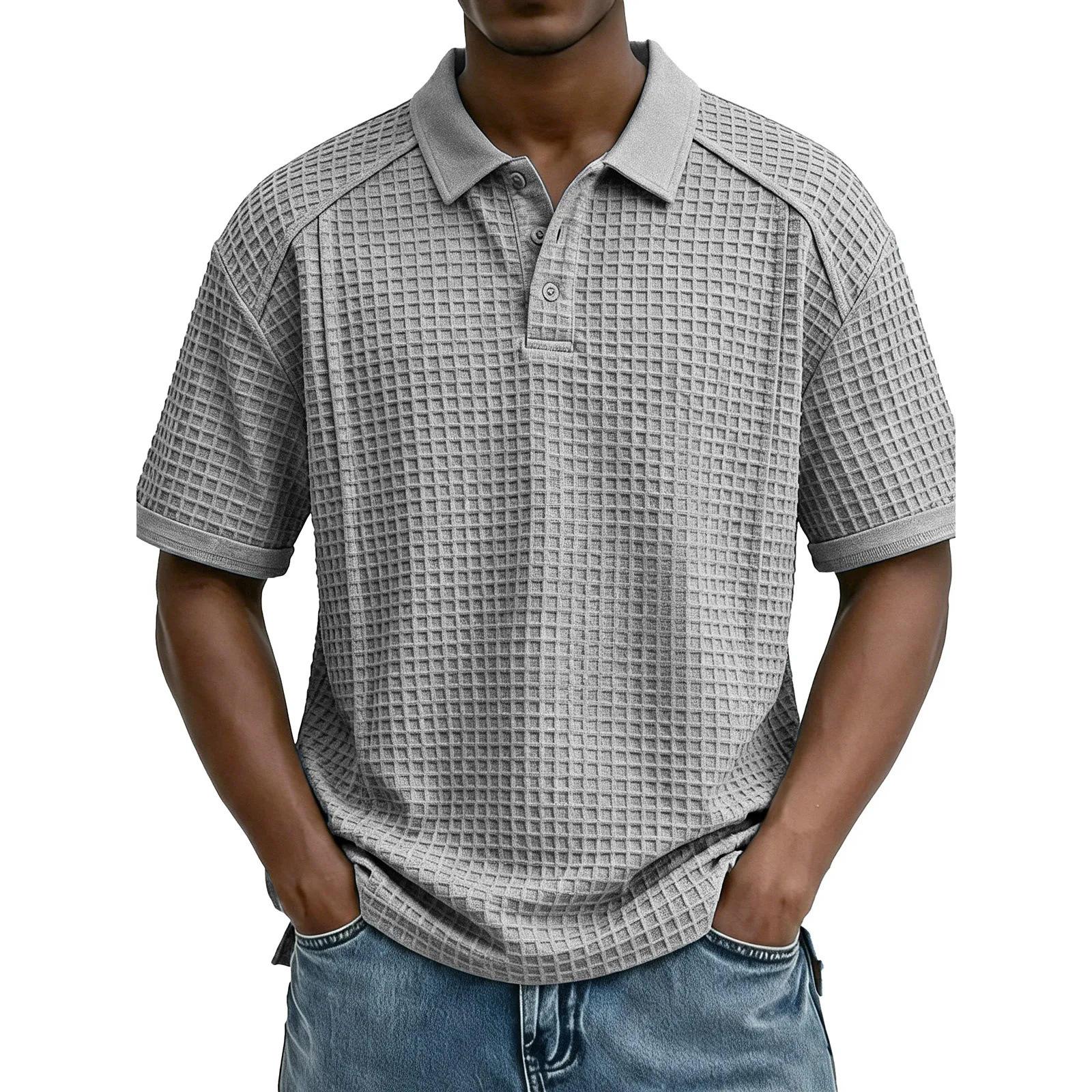 Men s Loose Casual Collar T-shirt Casual Short-sleeved Top M