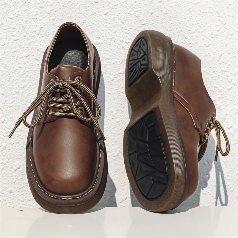 FashionMan Japan Harajuku Korean Office Fashion Business Wedding Leather Shoe Men Black Platform Streetwear Vintage Casual Cargo Shoes