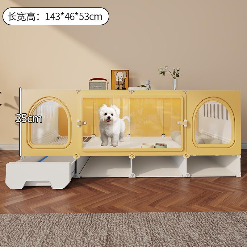 Villa per Cani Piccoli con Toilette Gabbia Trasparente Panoramica per Animali Domestici Suite Monostanza Casa per Animali Domestici Spaziosa Separazione Sistema di Canile per Cani