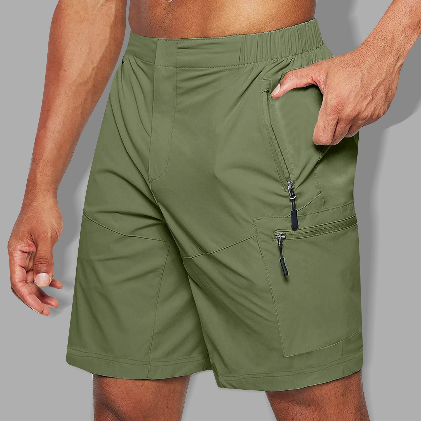 

Мужские летние модные повседневные брюки большого размера с несколькими карманами, хлопковые рабочие шорты L зелёный