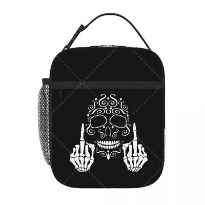 Skeleton Skull Lunch Bag Reusable Portable Cooler Thermal Lunch Box Oxford Bento Tote Bag for Work Travel Picnic