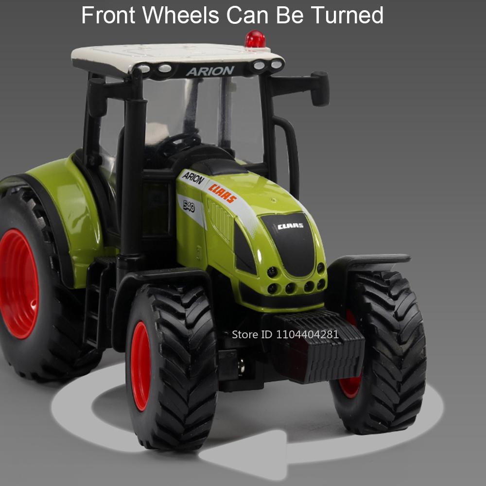 1:32 Agricultural Tractor Alloy Model Toy Diecast Car Front Wheel Steering Rubber Tires Miniature Vehcies Children's Puzzle Toys