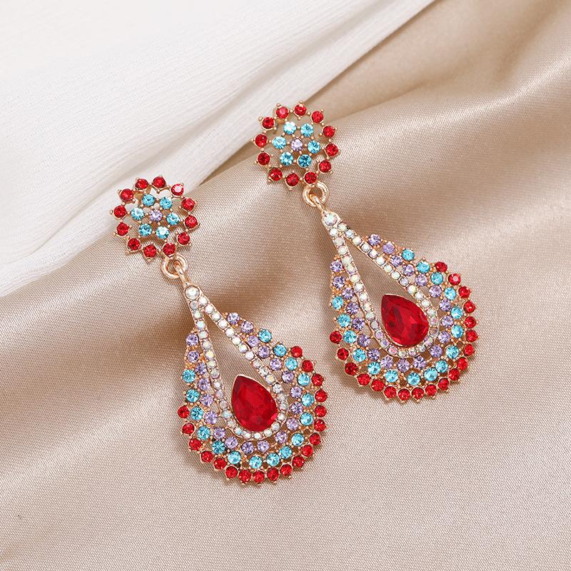 S925 silver needle niche baroque retro personalized crystal stud earrings women's fashion versatile long temperament earrings