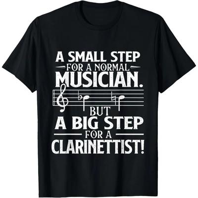 A Small Step for A Normal Musician Quotation Tshirt Clarinet T-Shirt Clarinetist Gift Tee Tops Men Women Fashion Cotton Tee Tops
