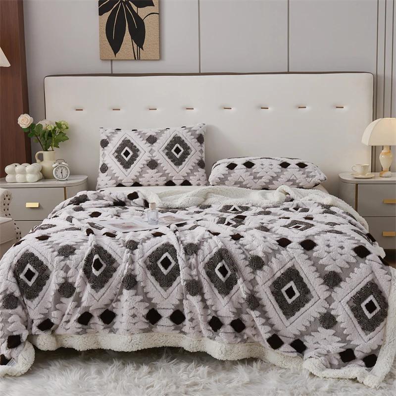 Bohemia Warmth Thickened Jacquard Blanket Autumn Winter Creative Geometric Pattern Sofa Blankets Keep Warm Plush Nap Comforter