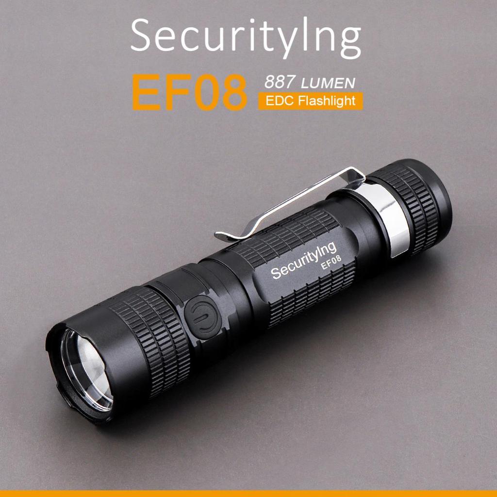 SecurityIng EF08 887 Lumens IPX6 Waterproof Zoomable EDC Flashlight for Outdoor / Camping / Night Walk with Power Indicator