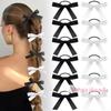 [TG835]5pcs Fashion Black Bow Hair Ties Ponytail Holder Elastic Hair Bands Scrunchies For Women Girls Party Hair Accessories
