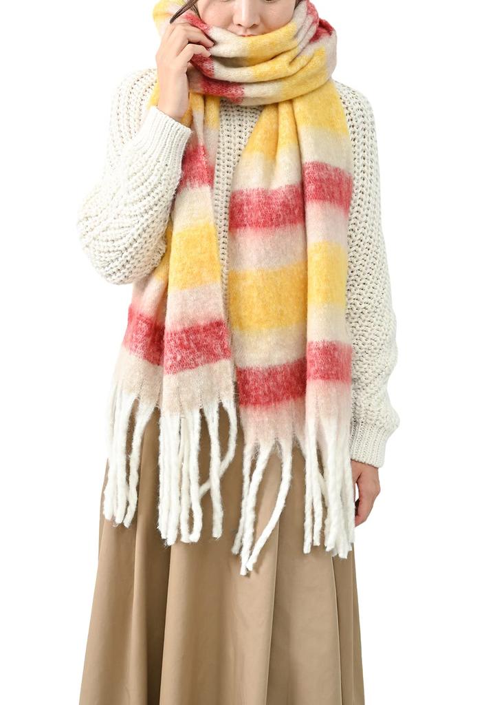 Aunii Fluffy Scarf for Winter and Large Solid Colors and Check Casual Neck Halloween Costume 8253 Women's Autumn, Stole, Warmth, Pattern, Thick,