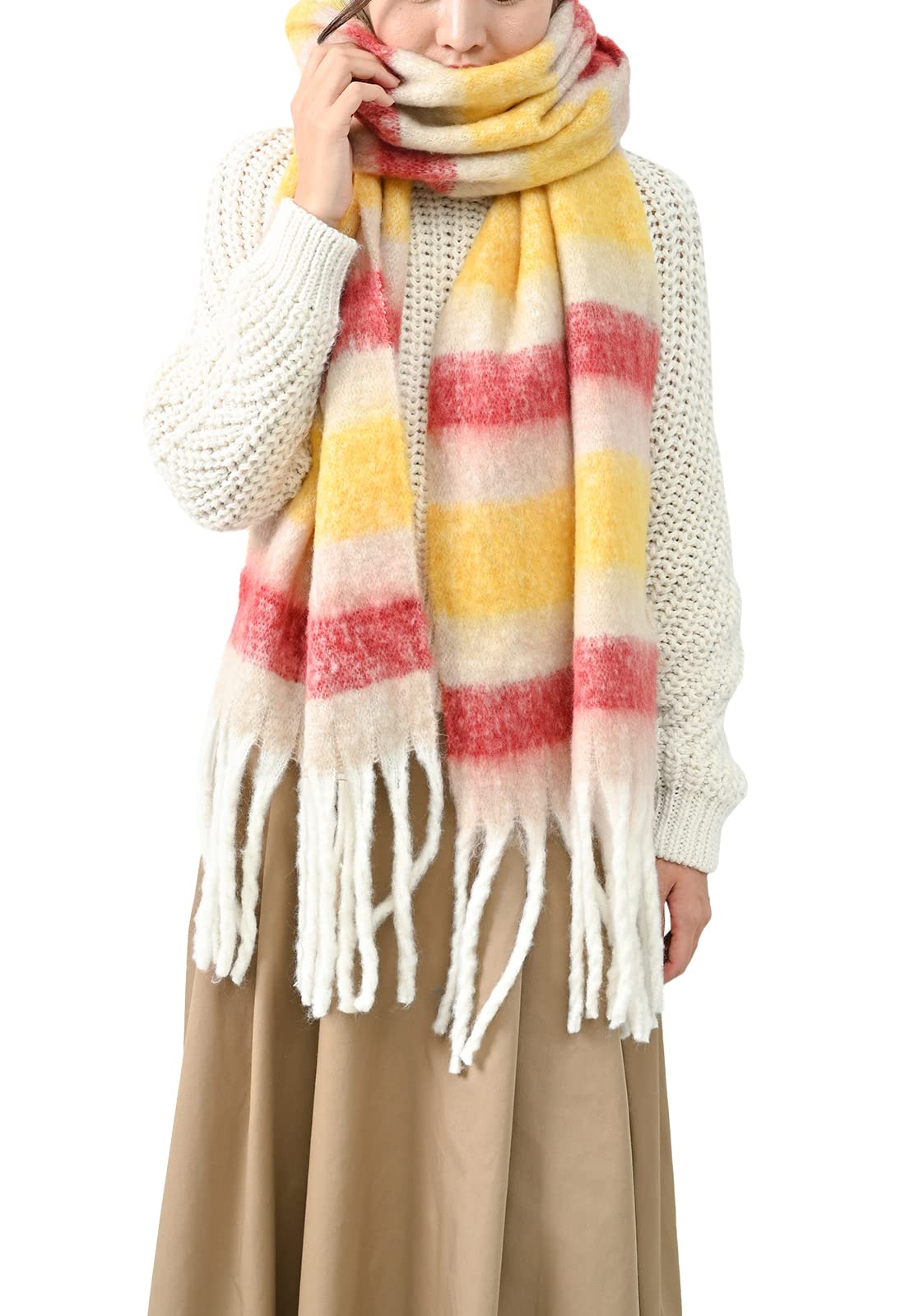 

Aunii Fluffy Scarf for Winter and Large Solid Colors and Check Casual Neck Halloween Costume 8253 Women s Autumn, Stole, Warmth, Pattern, Thick,