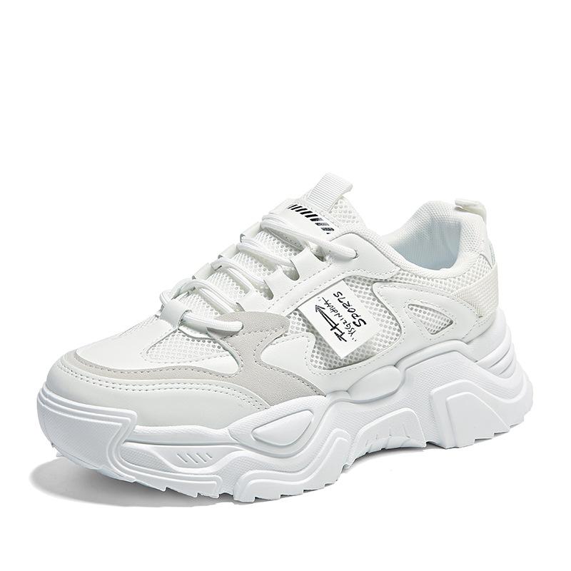 Women's shoes 2025 autumn new dad shoes versatile non-slip wear-resistant versatile sports shoes lace-up solid color casual women's shoes