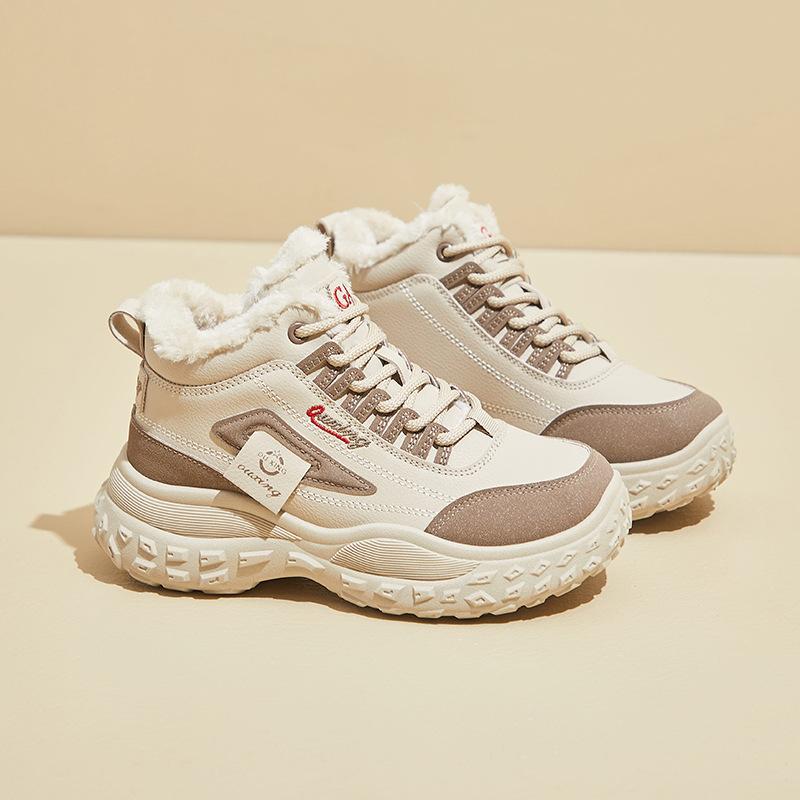 New High-top Fleece Dad Shoes for Winter Female Students Increase Height and Keep Warm and Leisure