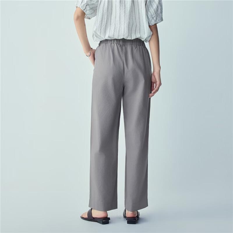 Giordano Women's Pleated Cotton Linen Cropped Pants