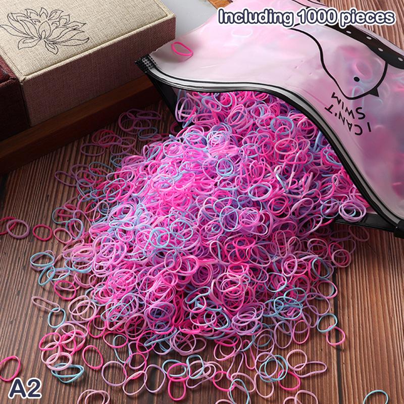 1000 Pieces Candy Color Children'S Hair Rubber Bands Kids Disposable Color Hair Band For Baby Girls No Hair Damage Headwear