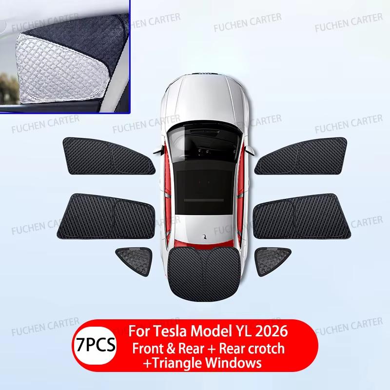Upgraded Privacy Sunshades for Tesla Model Y / YL 2026 Side Window Windshield Blackout Sun Visor Camping Interior AccessoriesWindshield Sunshades 1