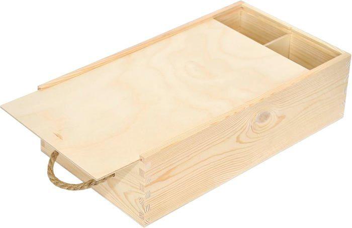 Boîte Caisse à Vin en Bois Cadeau Non Peint - Creative Deco - 2 Bouteilles - 35 x 21 x 11cm