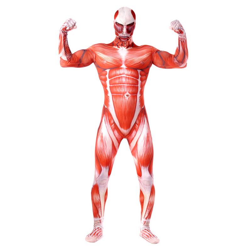 Body Full Halloween Suit Attack On Titan Skeleton Muscle Lycra Spandex Zentai