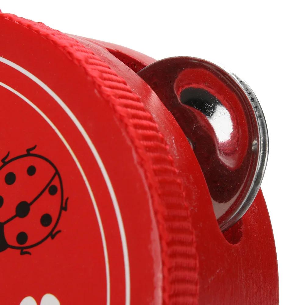 10cm Wooden Tambourine Drum Bell Teaching Aids Color Random Musical Instrument Percussion Lightweight for Children Holiday Gifts