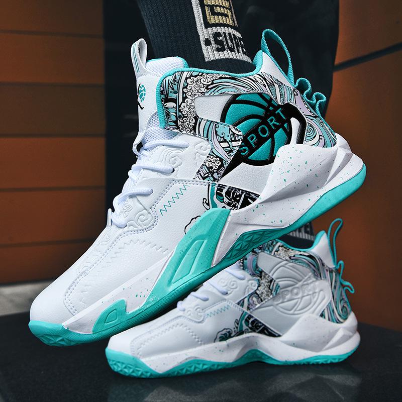 Children's High-Top Leather Basketball Shoes - Boys Ages 6-12, Autumn/Winter