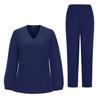 Women's Quick Drying Fabric Solid Color V-neck Pocket Long Sleeve Pants Set Workwear