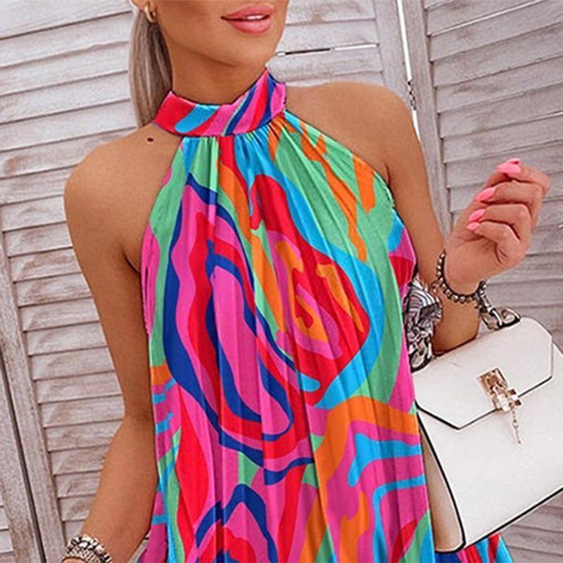 

New Arrival Elegant Elegance Sleeveless Fashion Dress Halterneck Red XL