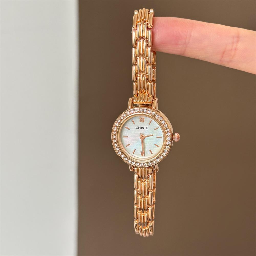 New Round Dial Bracelet Watch Bracelet Strap Diamond Inlaid Quartz Watch Gift Elegant Ladies Watch For Women