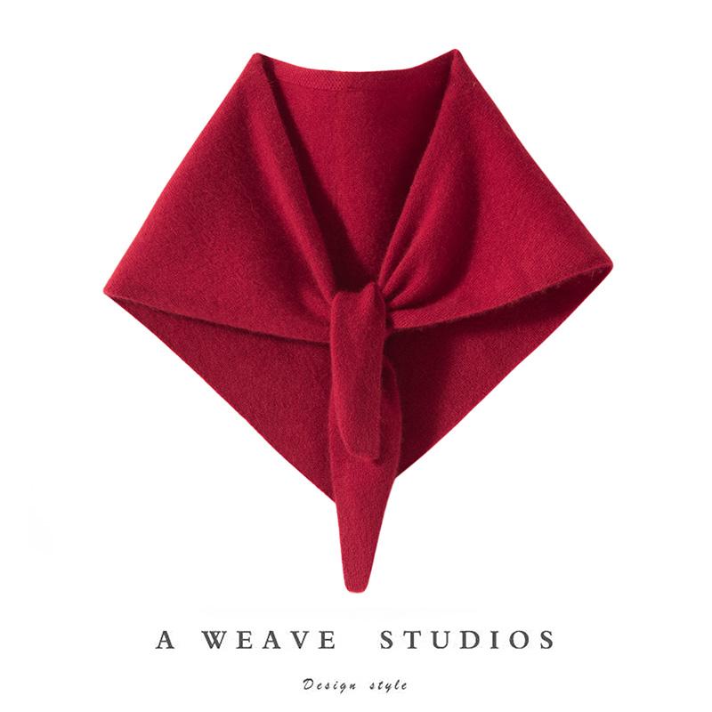 CHICUU Женский шарф 100% кашемир Весенне-осенний треугольный шарф Кашемировый трикотаж Роскошь Грация Простой стиль Шарф Однотонный One Size