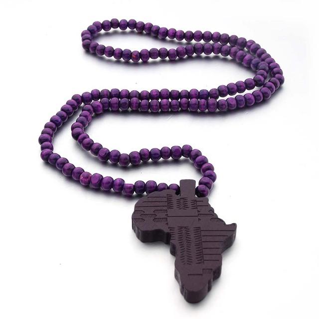 Arrival Africa Map Necklace For Men And Women Wooden Pendant Bead String Necklace Hip Hop Jewelry