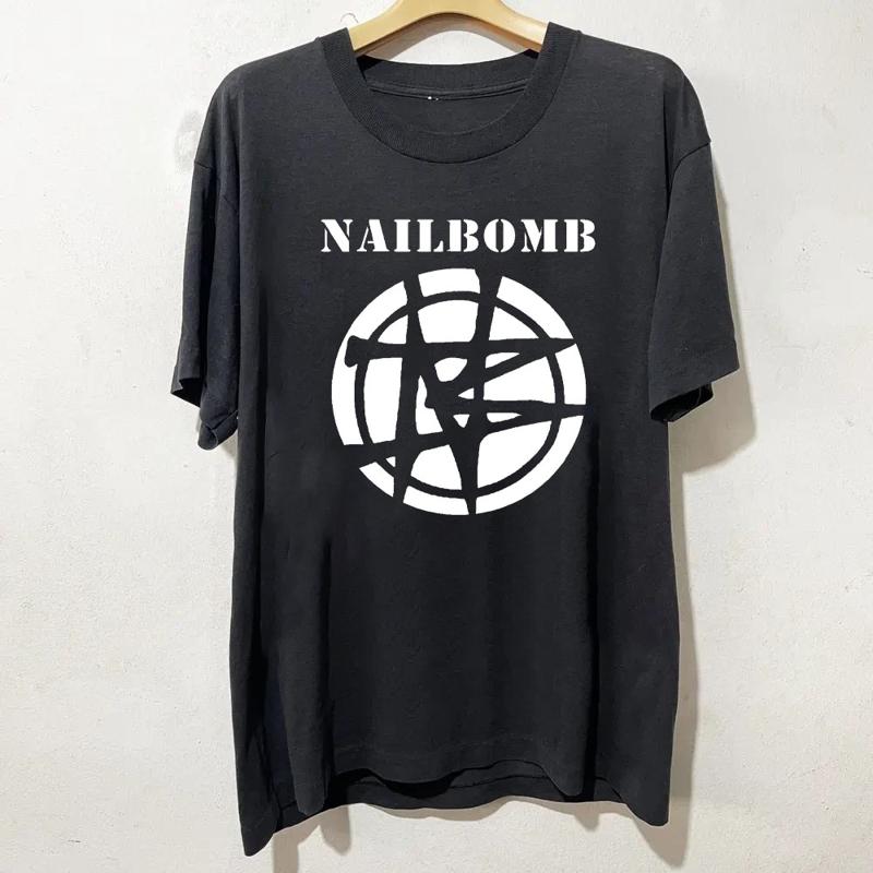 

RARE Nailbomb Logo Black Cotton All size S 5XL Fans T Shirt DM325 5XL різнокольоровий