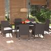 7 Pcs Brown Poly Rattan Garden Dining Set and Cushions