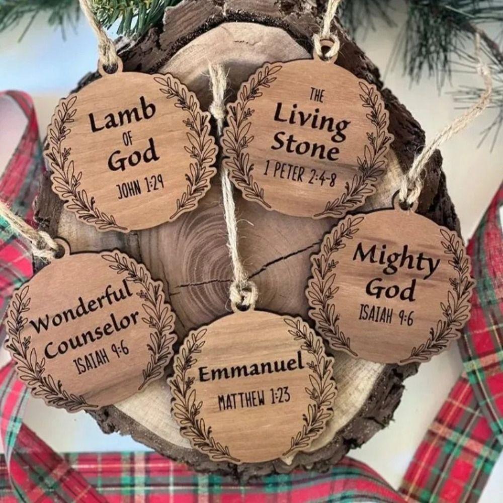 10Pcs Jesus Wood Ornament Christmas Wood Tree Decoration  Holiday Party Supplies