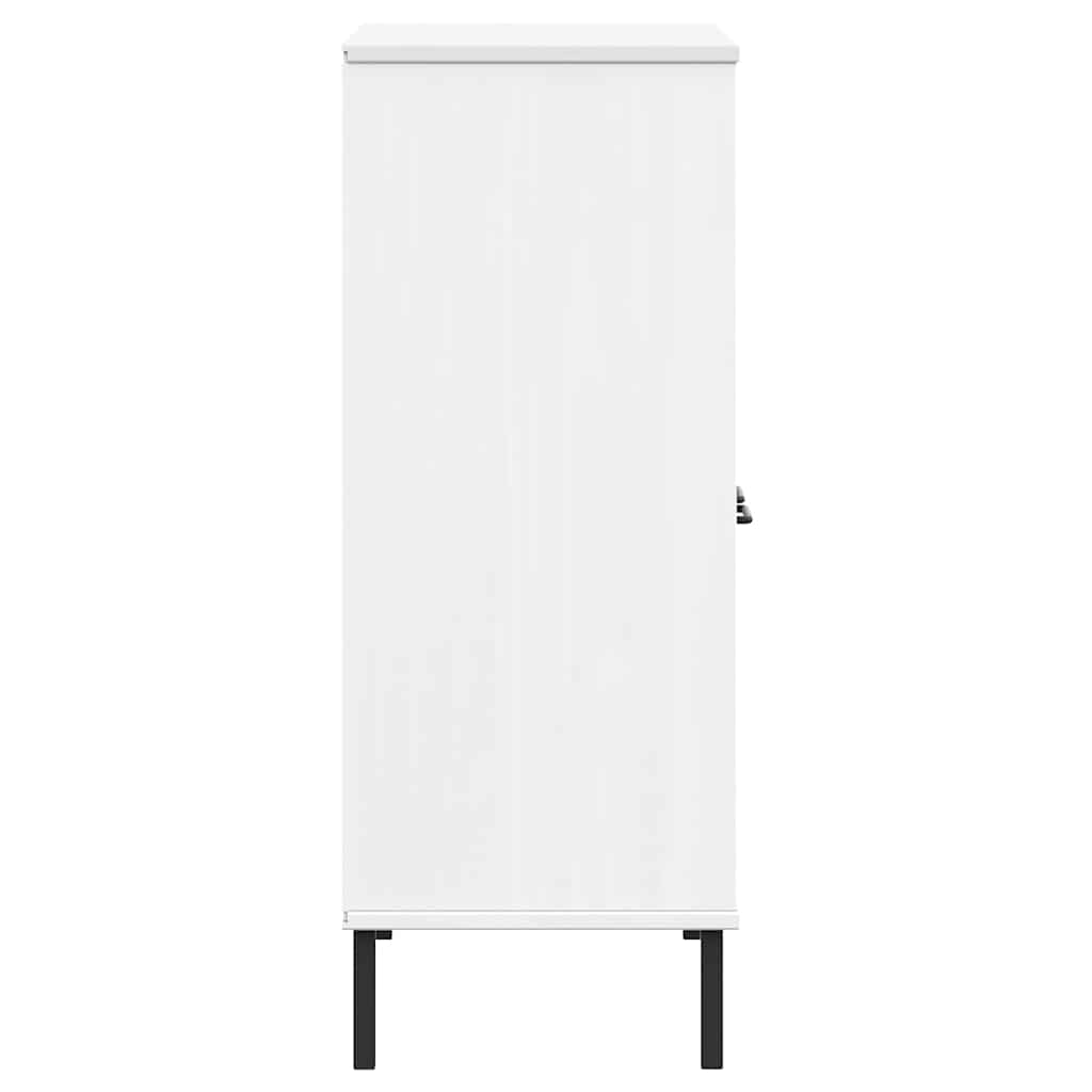 Vidaxl Regał Oslo, Metalowe Nóżki, Biały, 90X35X90,5 Cm, Lite Drewno