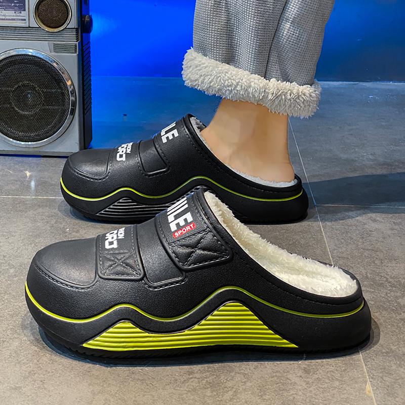 Varm vinter bomullssko dame varm pels hjemmetøfler EVA sklisikre plysj tøfler innendørs par tykk såle fottøy lysbilder