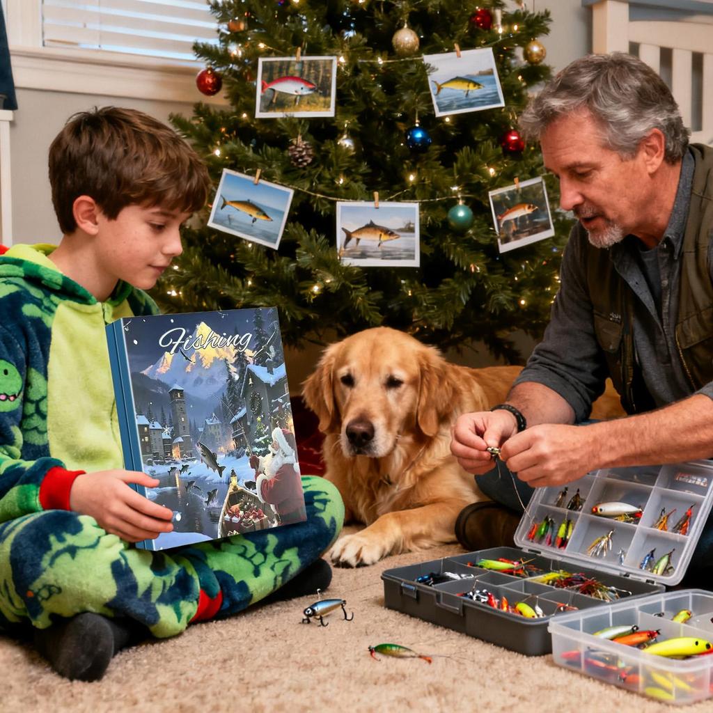 Christmas Countdown Calendar 24-Day 2025 Fish Bait Set Fishing Bait Christmas Countdown Calendar For Men Boys Husband Father