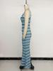 Retro Wave Pattern Mermaid Dress - TikTok 2026 Summer Collection