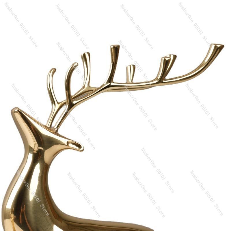 Pure copper deer ornaments creative home decoration dining room entrance wine cabinet display luxury elegant interior decorative