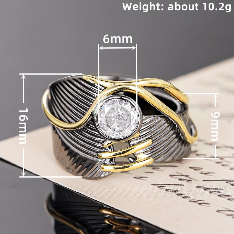 Huitan Geometric Irregular Design Finger Ring for Women Two Tone Design Vintage Punk Female Rings Daily Wear Modern Jewelry New
