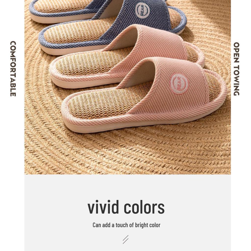 Jie Liya Unisex Linen Slippers - Sweat-Absorbent, Silent, All-Season Indoor Use