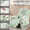 4Pcs Recliner Chair Cover Single Stretch Couch Covers with Side Pockets Non Slip Printed Sofa Protector Decorative Couch Cover