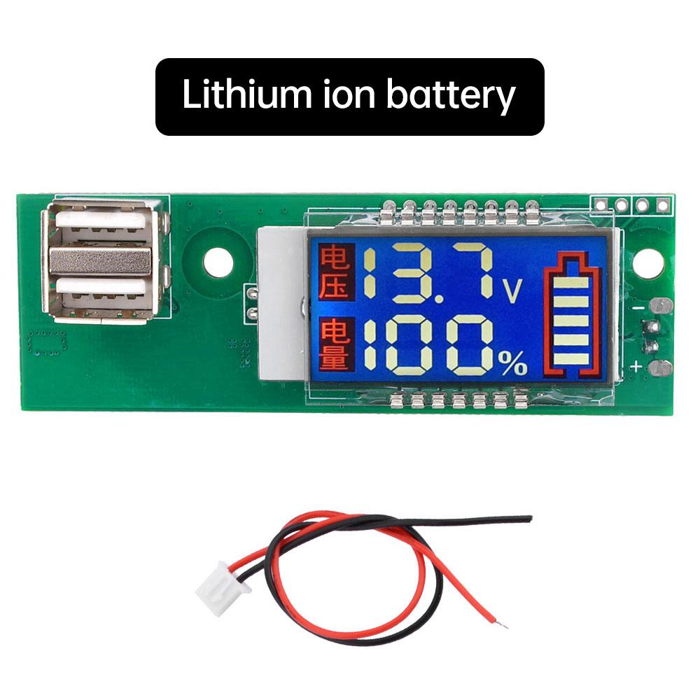

LCD Dual Display Voltage Indicator Voltmeter with Dual USB Port 12V 11.1V-12.6V